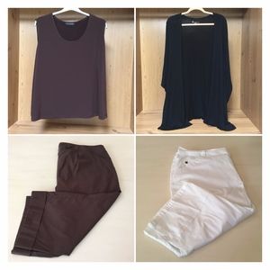 4 PIECE BUNDLE:  2 pants, 1 tank, 1 cardigan